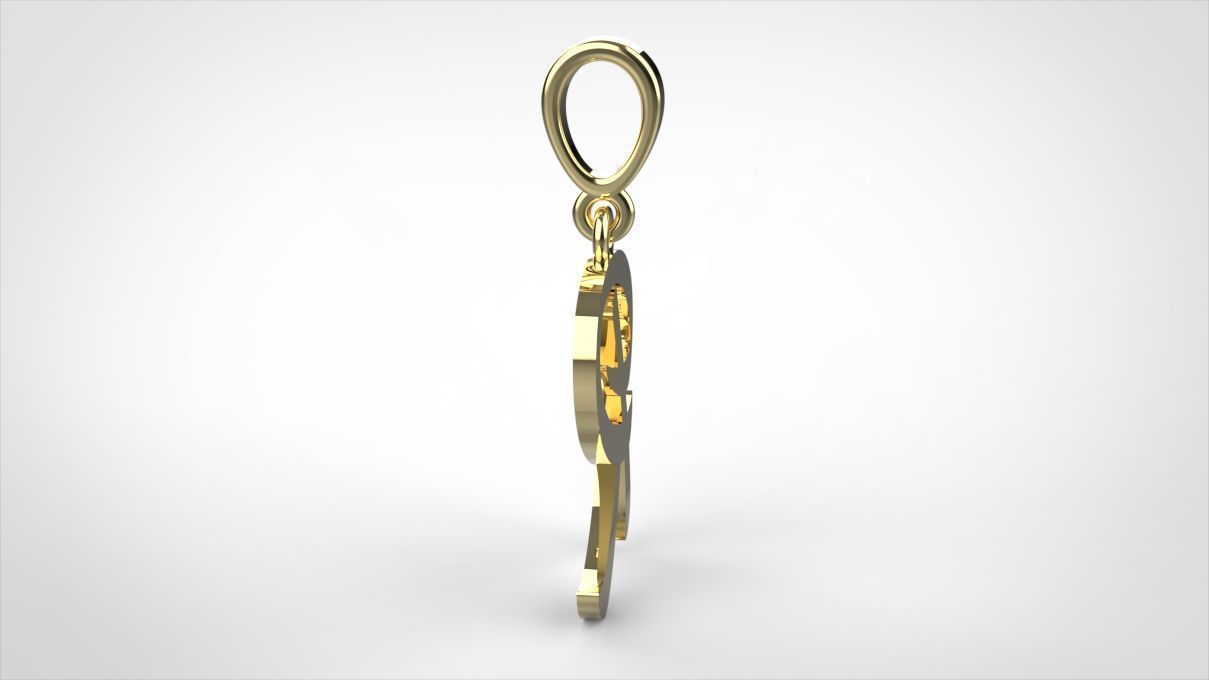 pendant alphabet hundred R small  3D print model_6