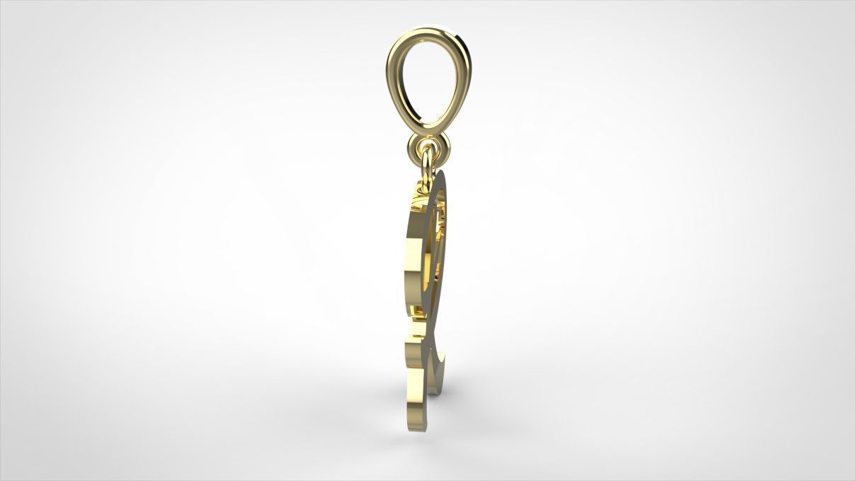 pendant alphabet hundred R small  3D print model_2