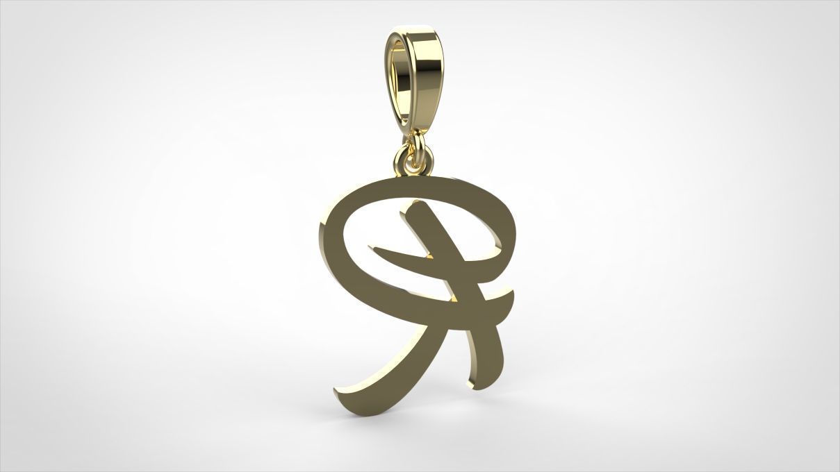 pendant alphabet hundred R small  3D print model_8