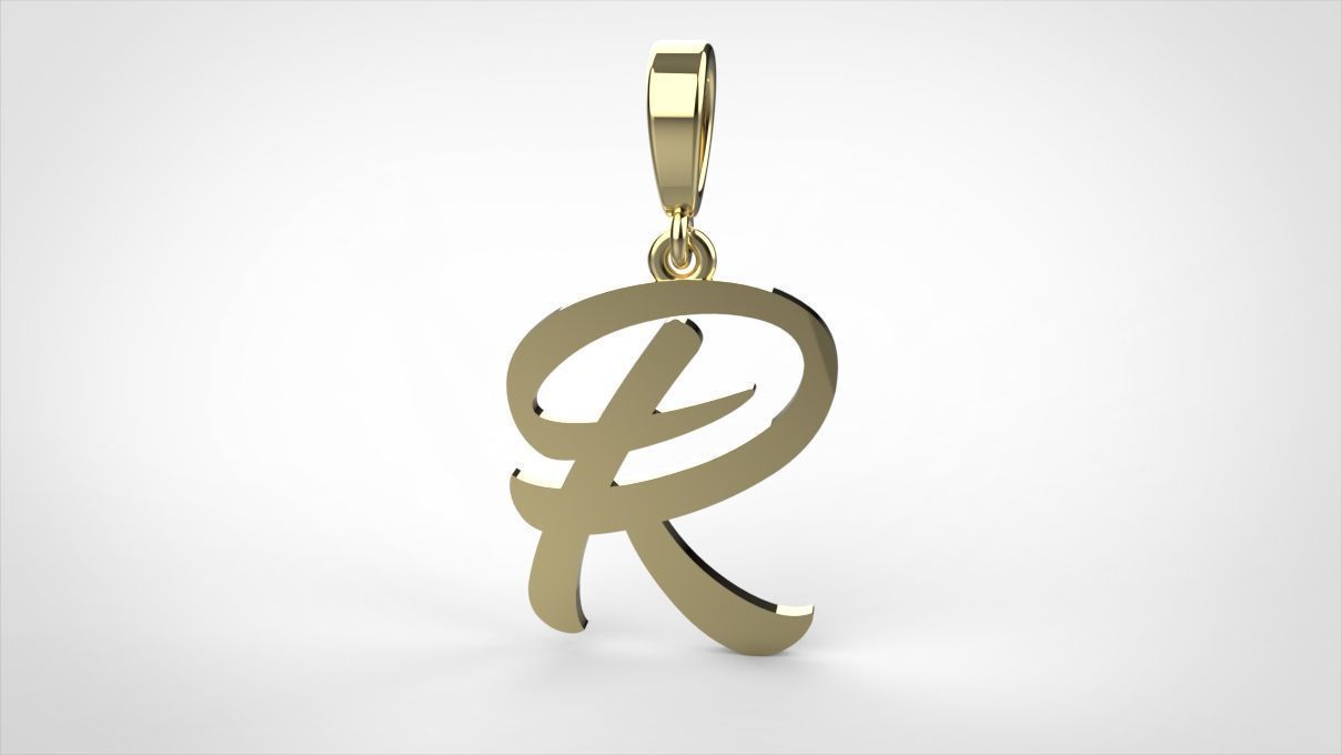 pendant alphabet hundred R small  3D print model_1