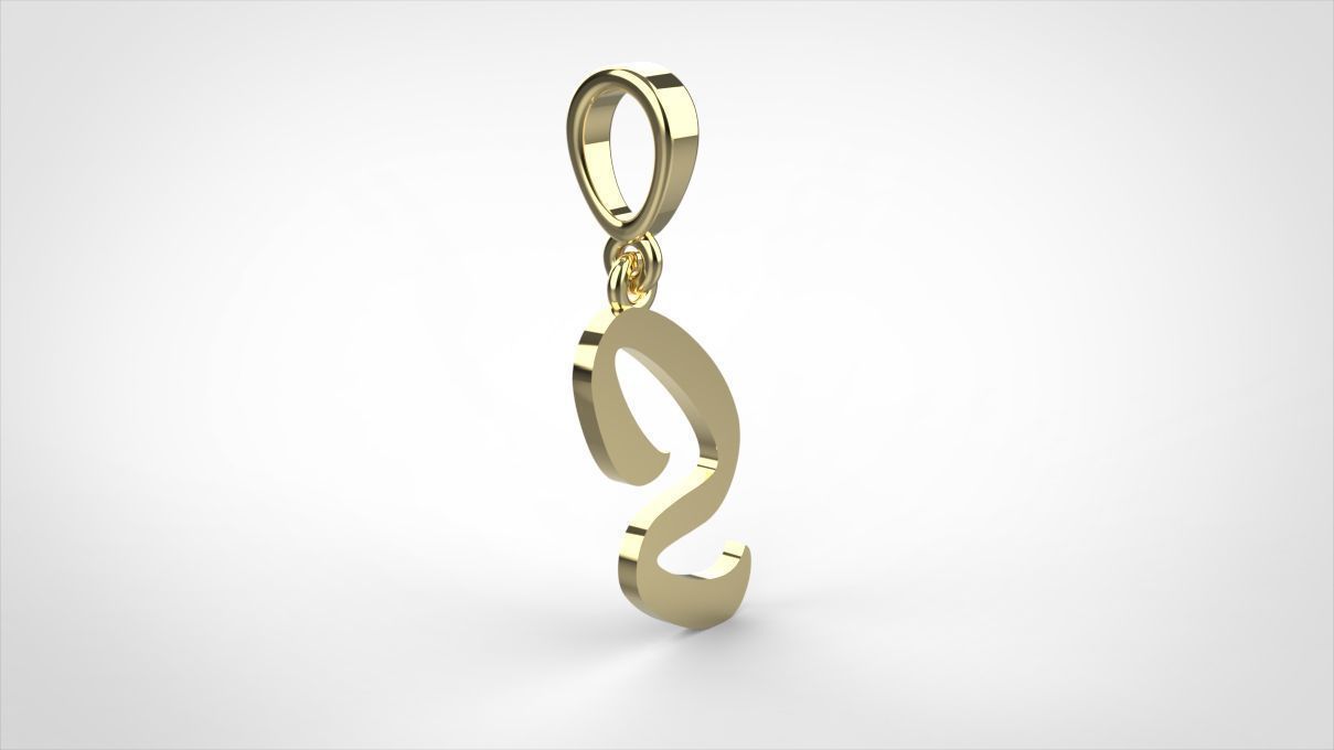 pendant alphabet hundred S small 3D print model_7