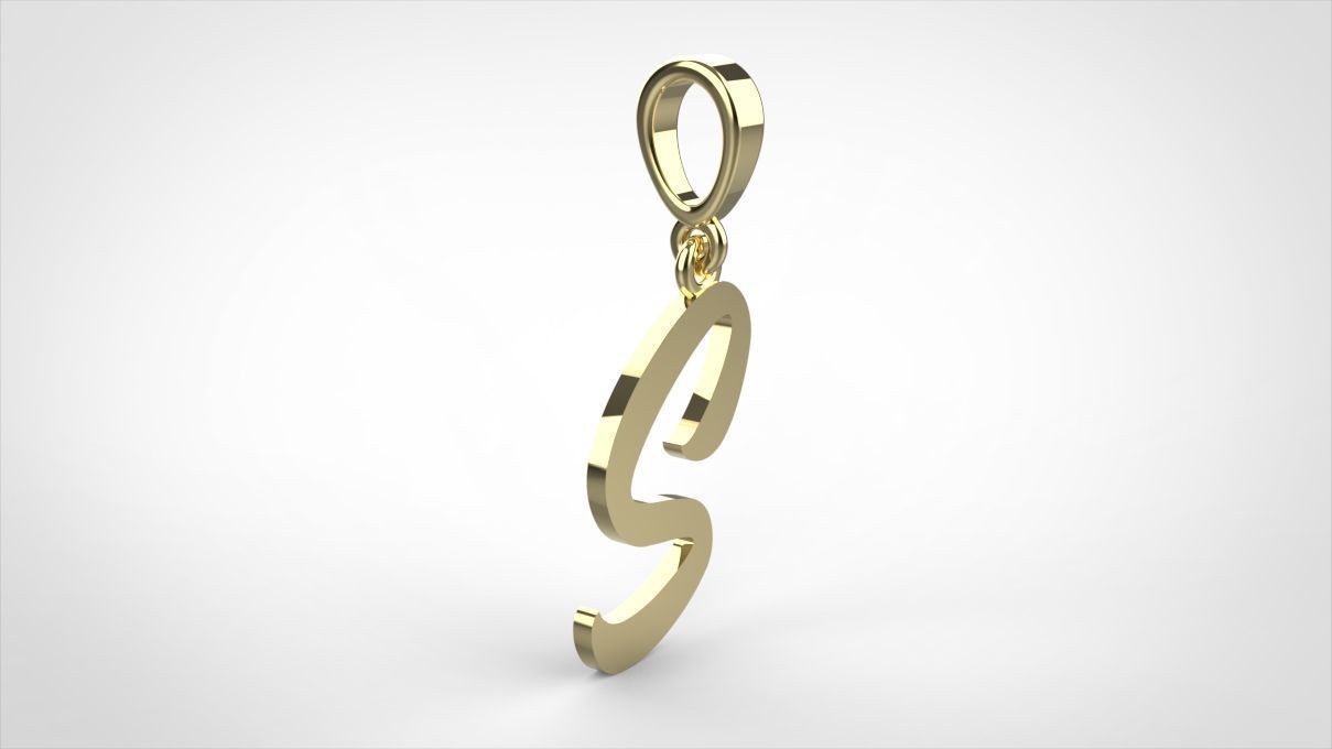 pendant alphabet hundred S small 3D print model_3