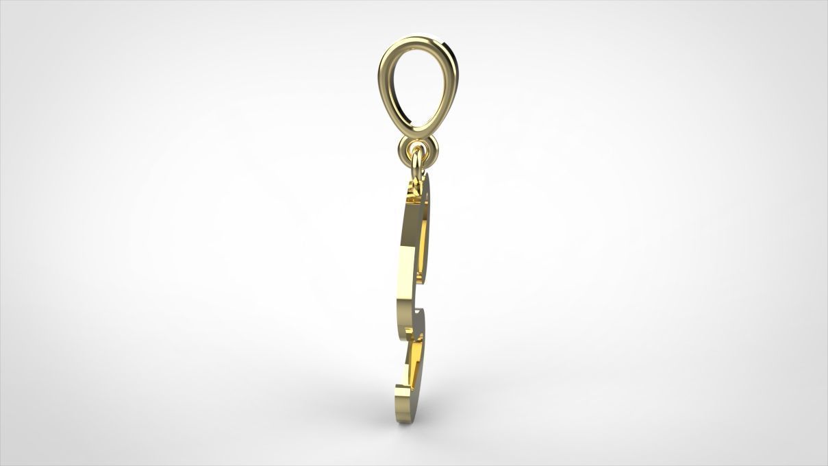 pendant alphabet hundred S small 3D print model_2