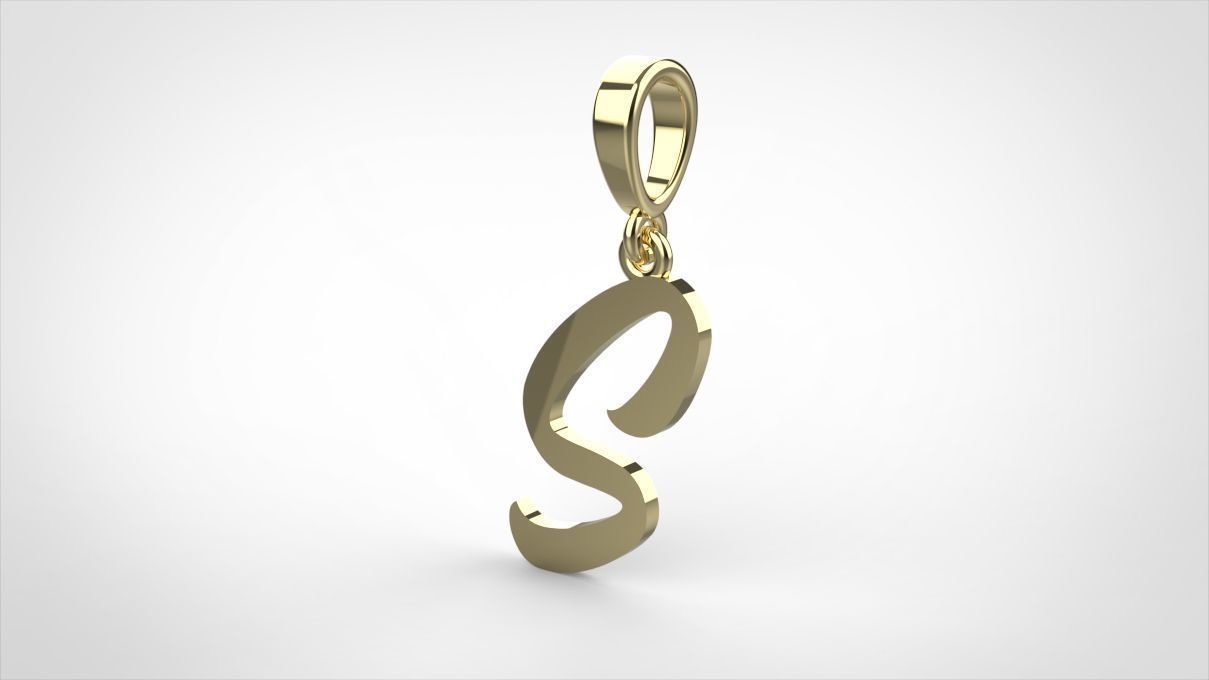 pendant alphabet hundred S small 3D print model_4