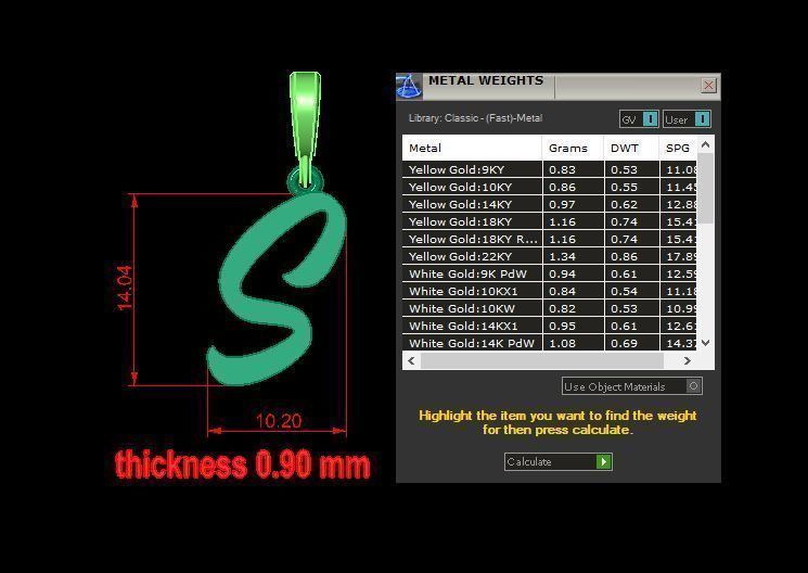 pendant alphabet hundred S small 3D print model_12