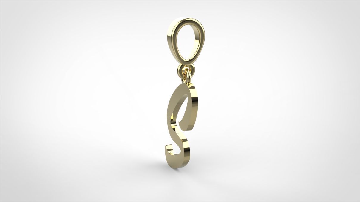 pendant alphabet hundred S small 3D print model_5