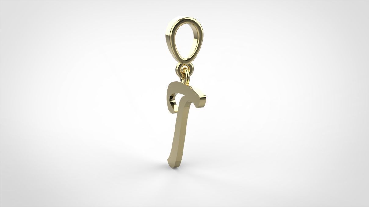 pendant alphabet hundred T small  3D print model_5