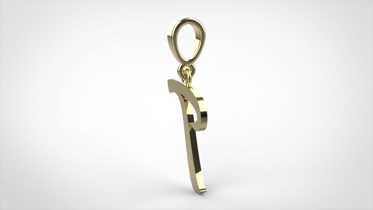 pendant alphabet hundred T small  3D print model_11