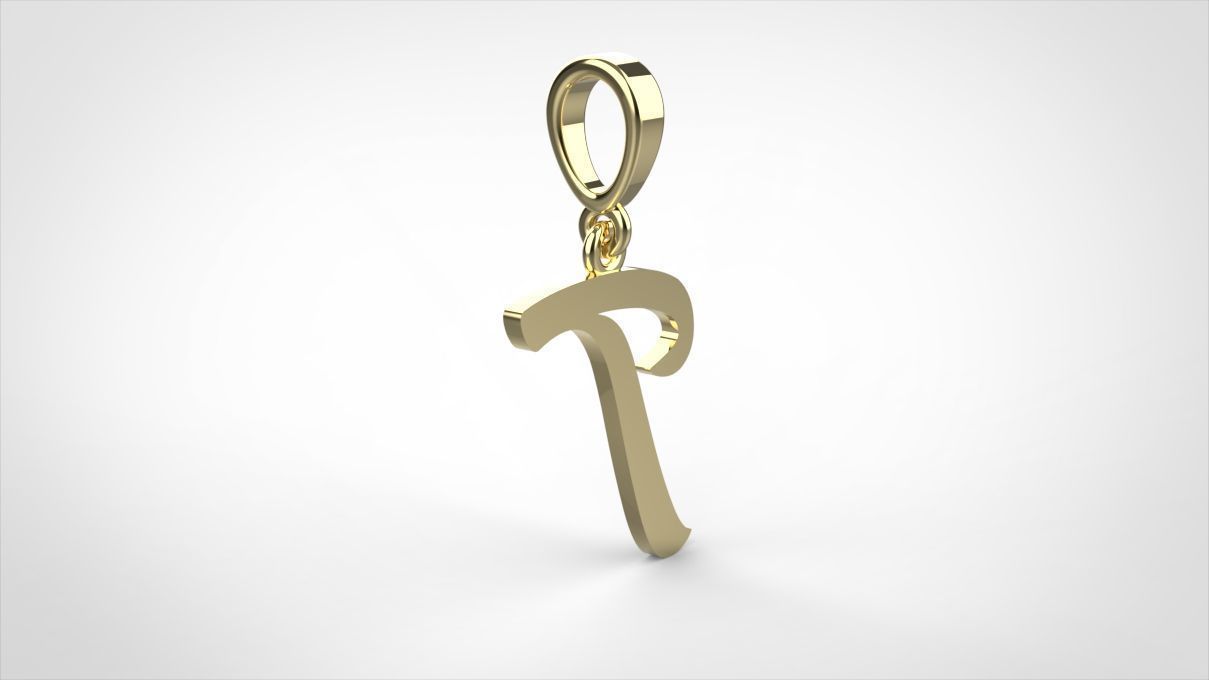 pendant alphabet hundred T small  3D print model_7