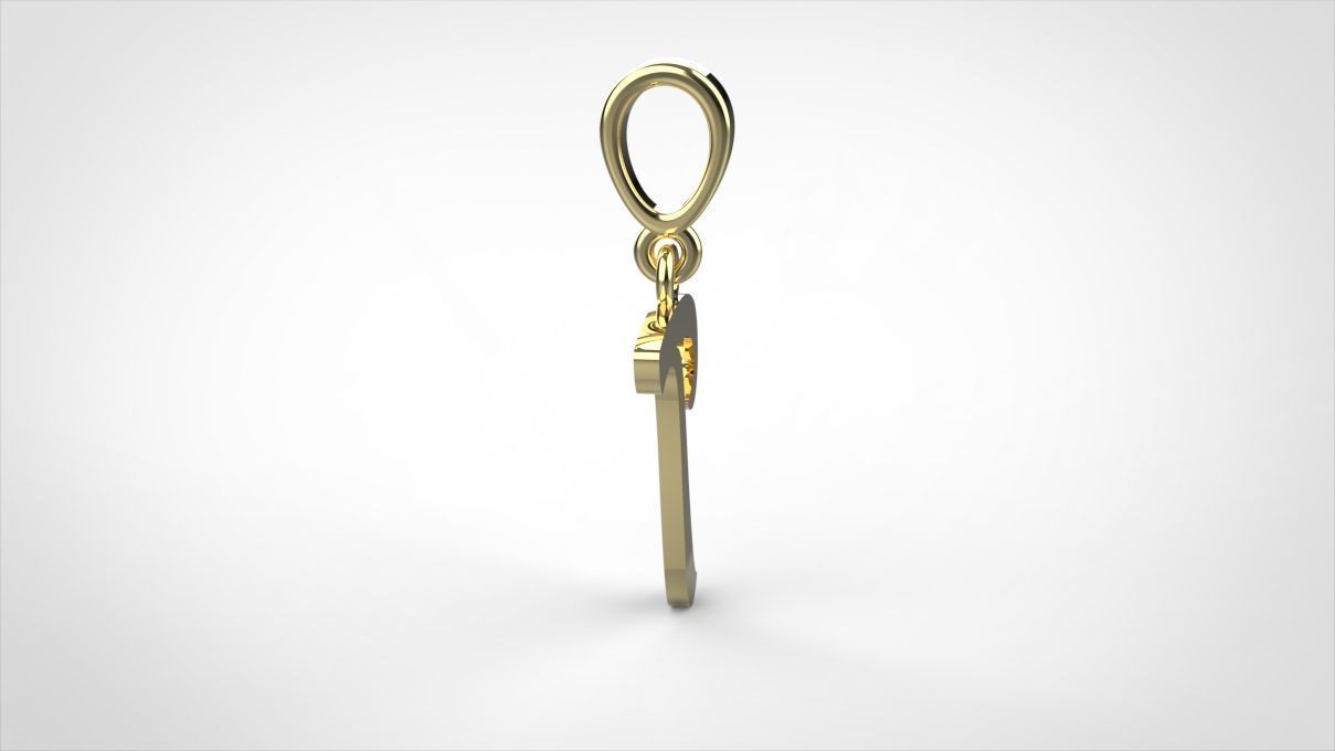 pendant alphabet hundred T small  3D print model_6