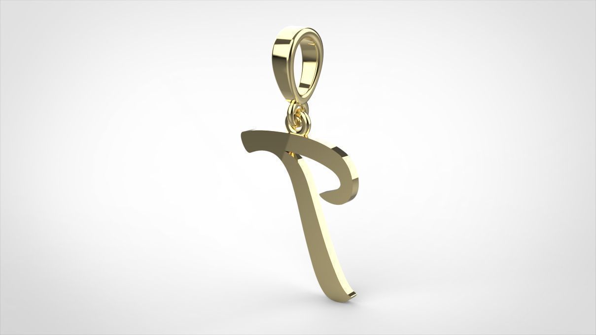 pendant alphabet hundred T small  3D print model_10