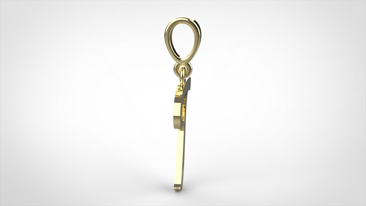 pendant alphabet hundred T small  3D print model_2
