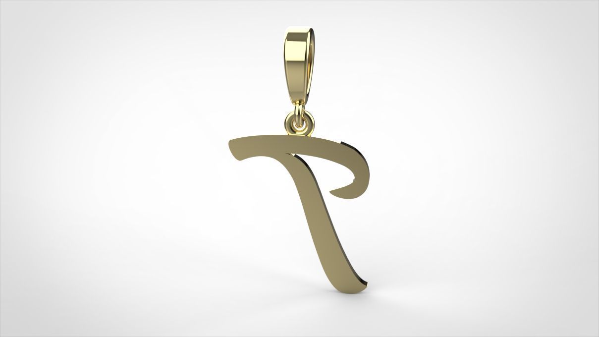 pendant alphabet hundred T small  3D print model_9