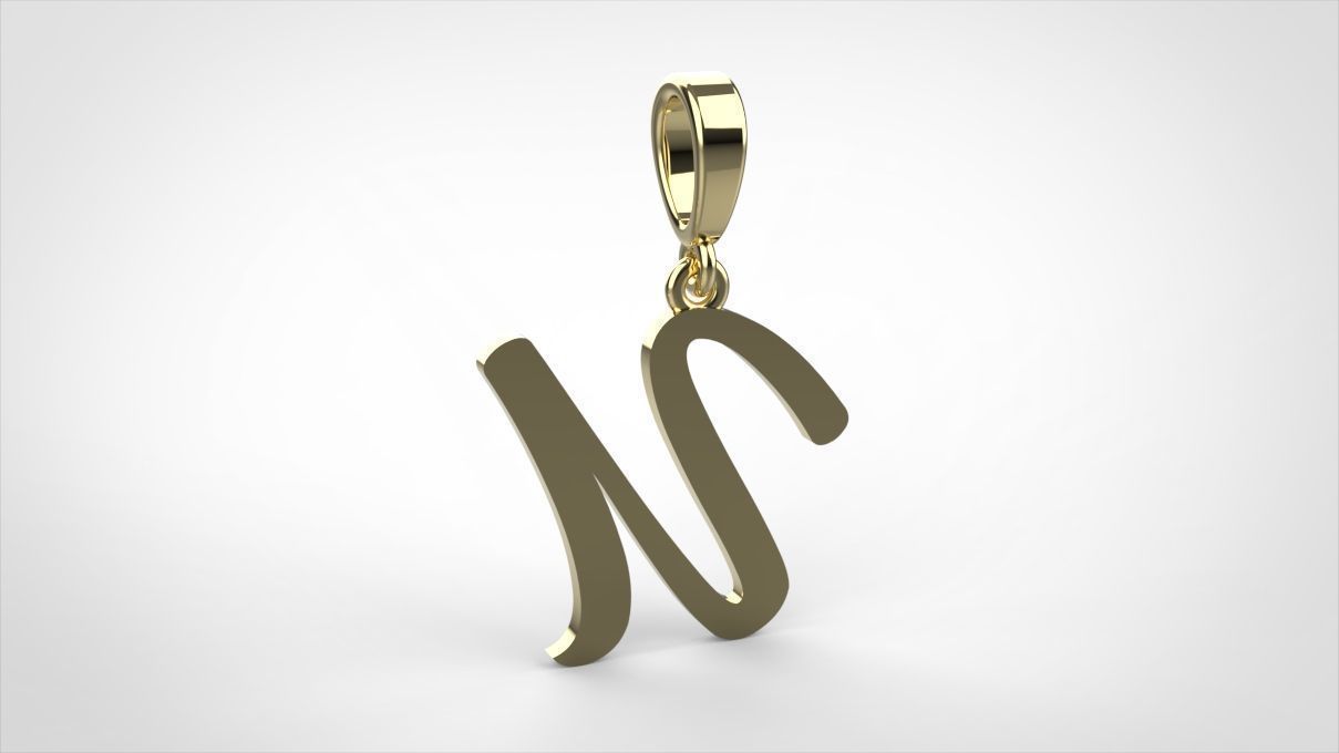 pendant alphabet hundred U small 3D print model_8
