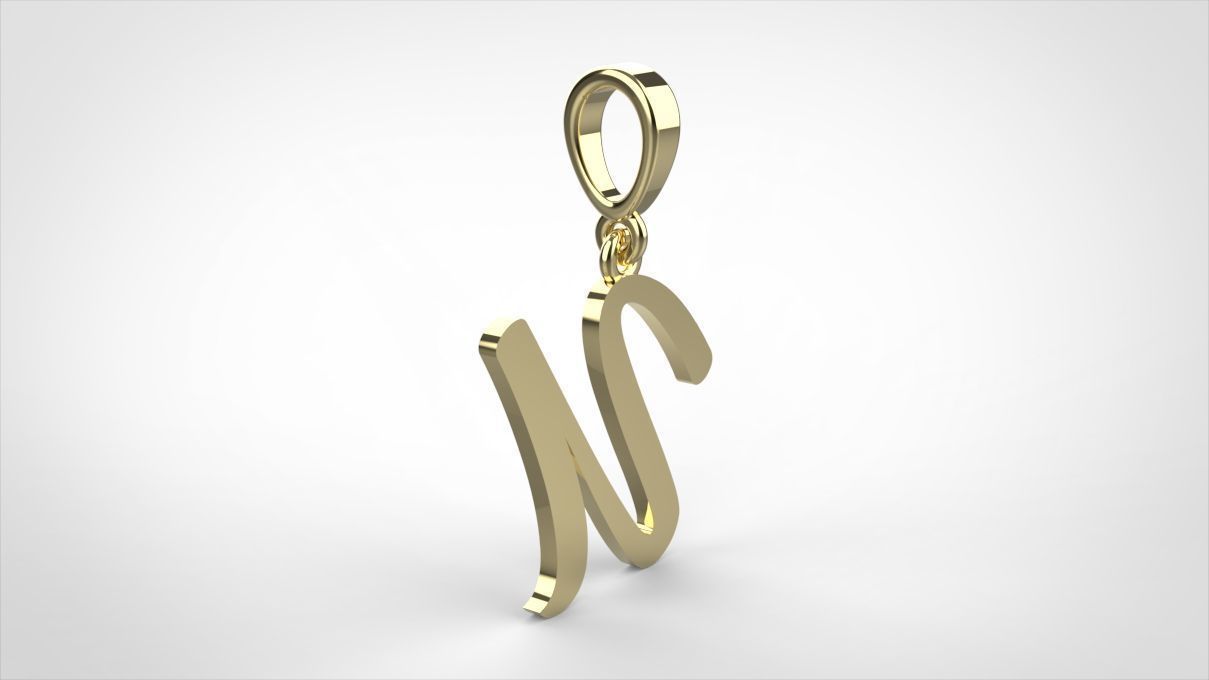 pendant alphabet hundred U small 3D print model_7