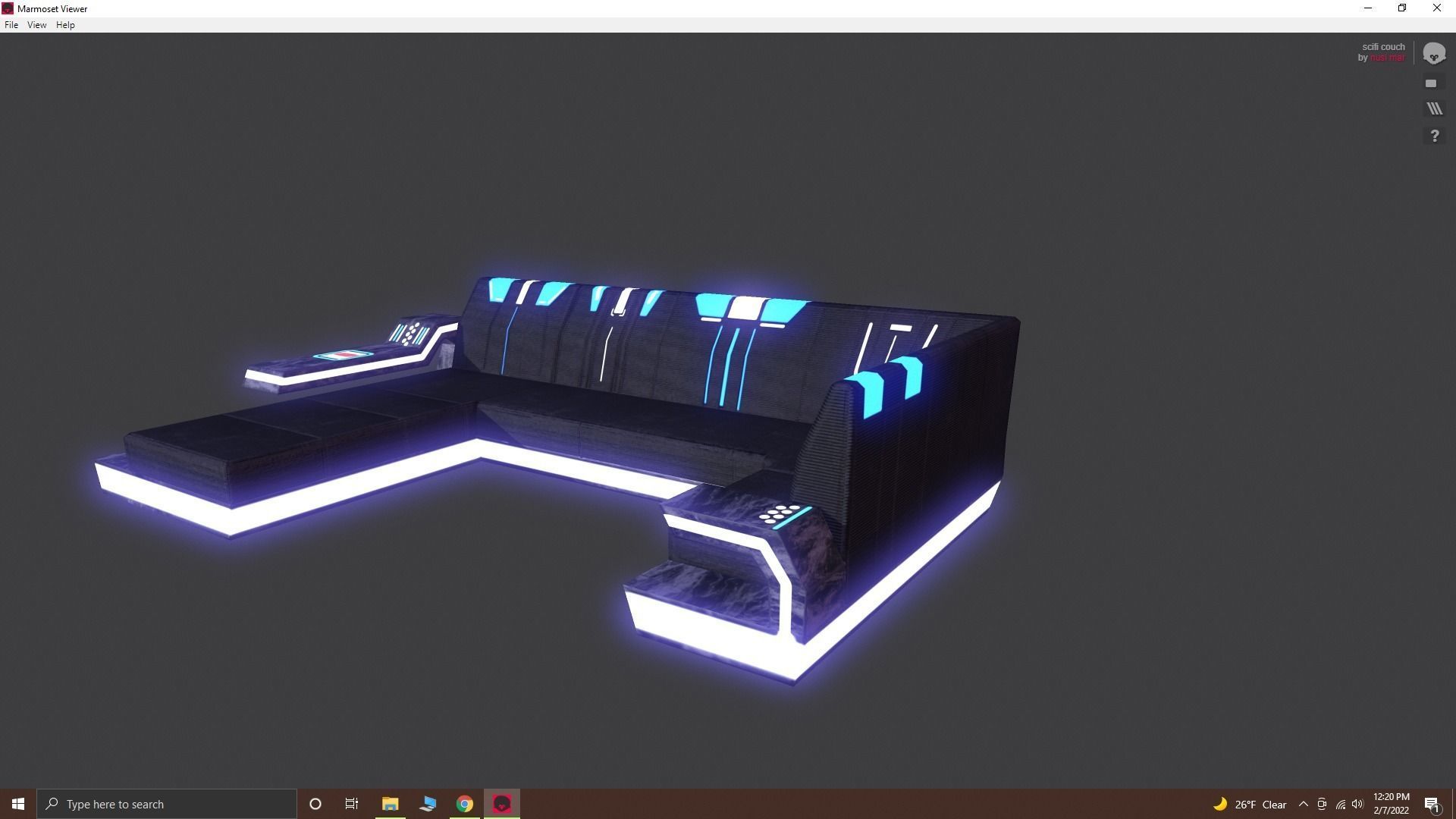 low poly couch with lights Low-poly 3D model_3