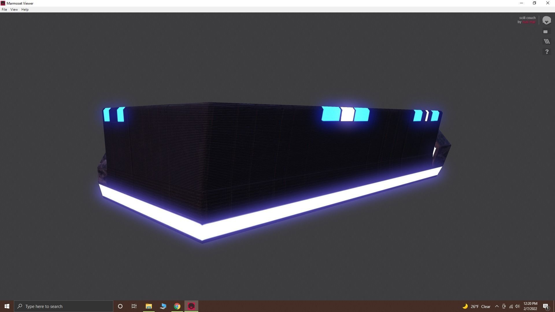 low poly couch with lights Low-poly 3D model_2