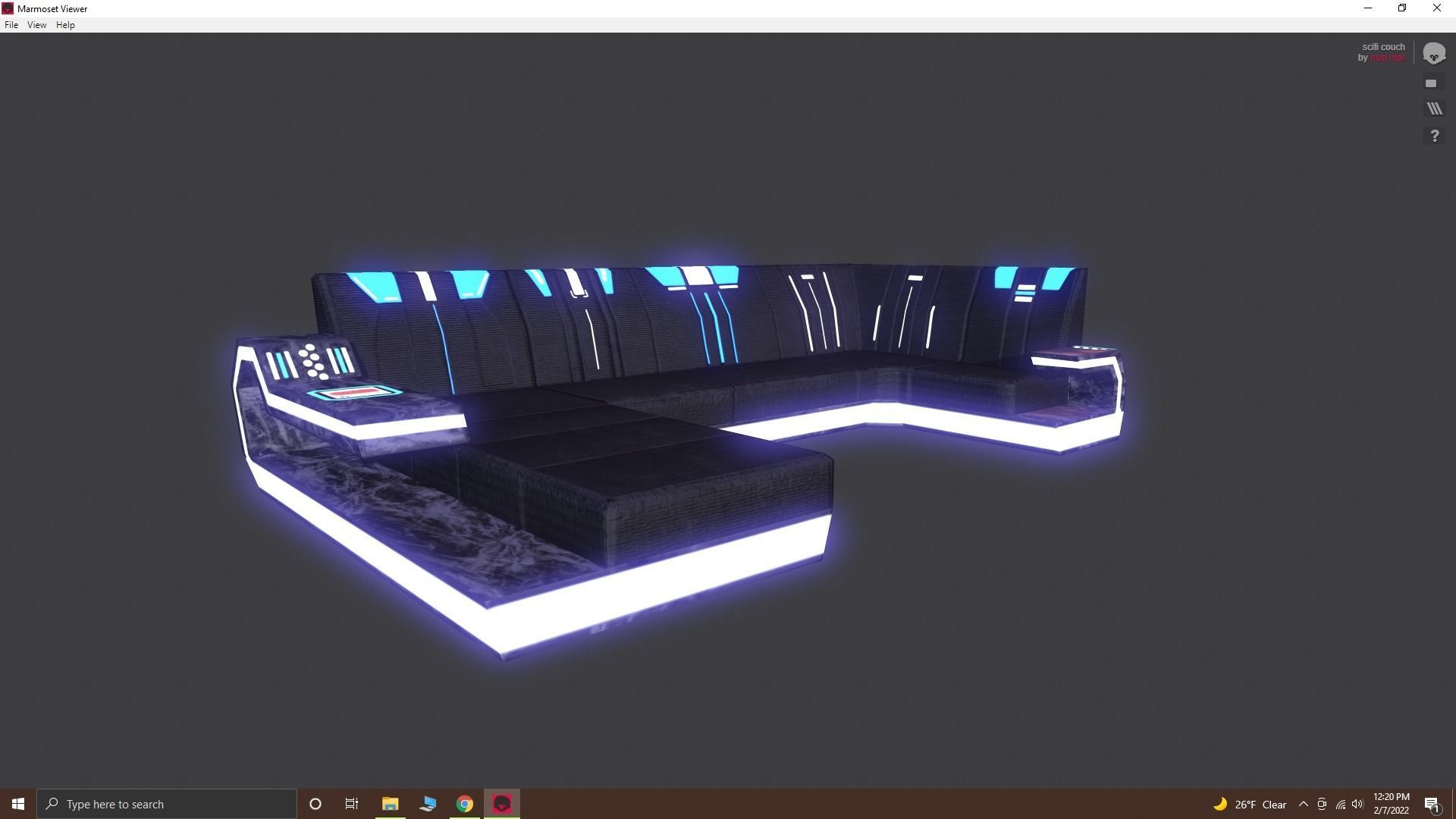 low poly couch with lights Low-poly 3D model_4