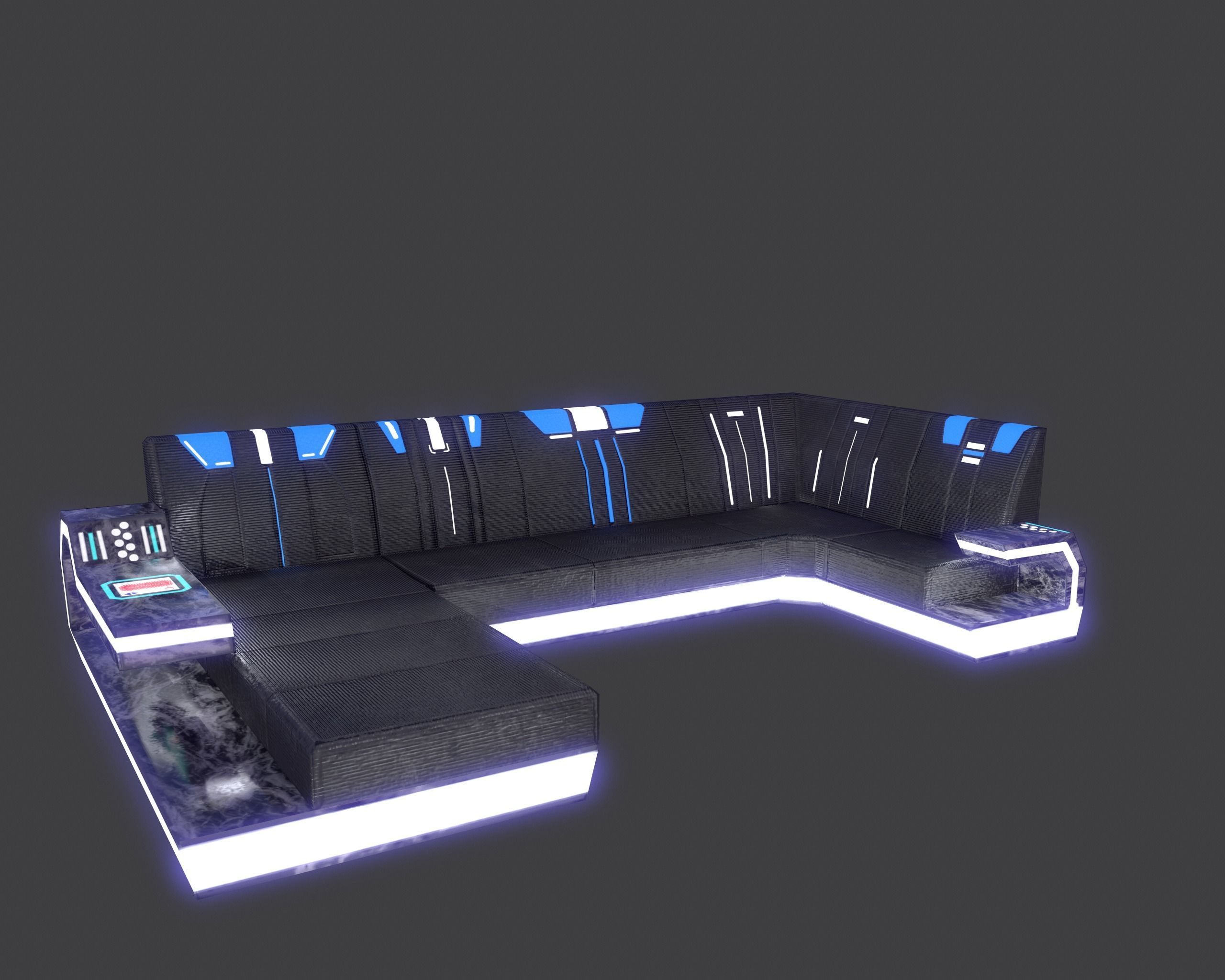 low poly couch with lights Low-poly 3D model_5