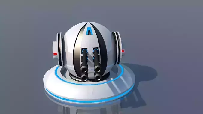 Sci Fi Robotic Machine Gun Low-poly 3D model