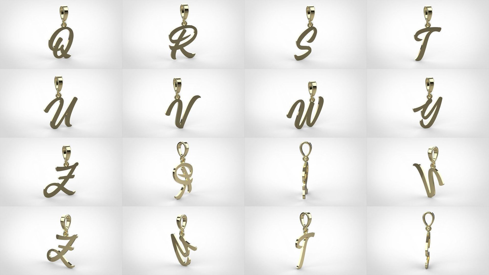 pendant alphabet hundred 15 mm Small  3D Model Collection_1