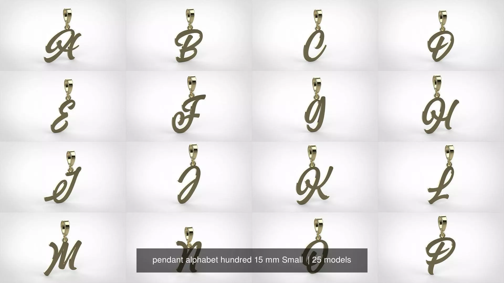 pendant alphabet hundred 15 mm Small  3D Model Collection_0