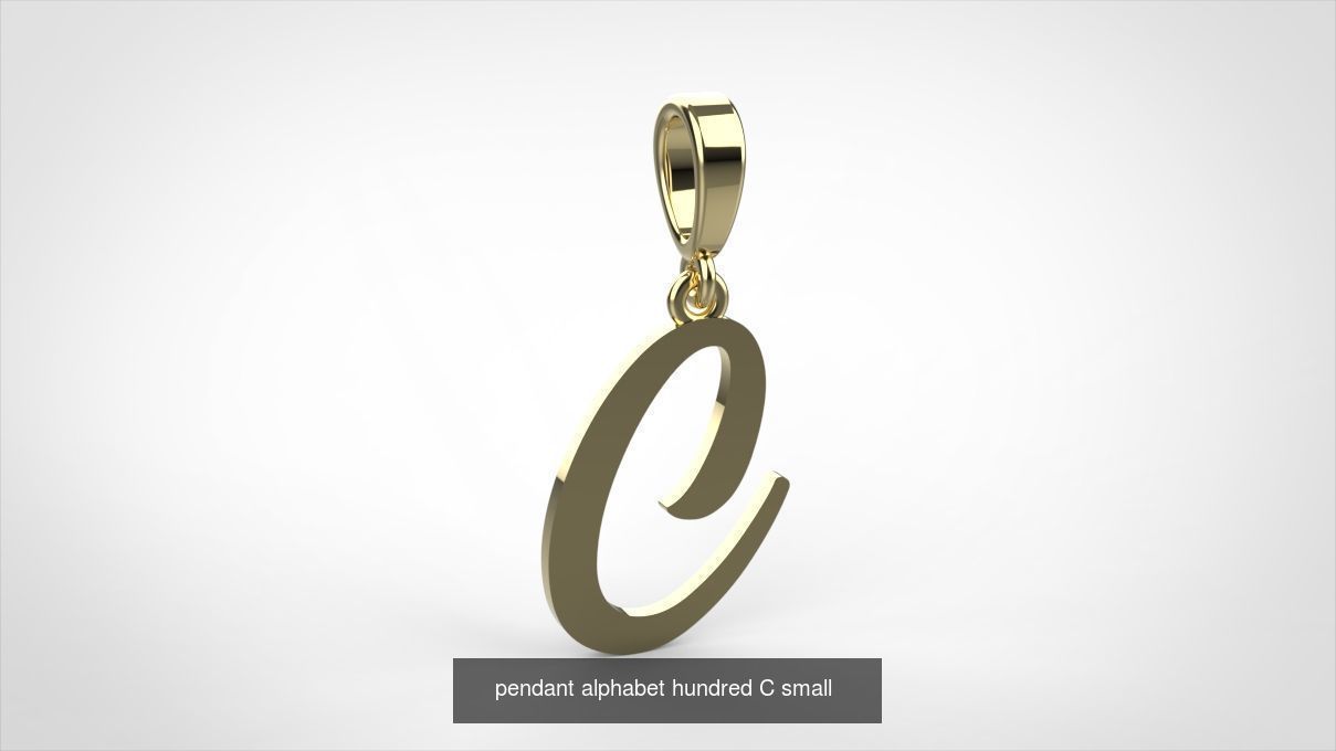 pendant alphabet hundred 15 mm Small  3D Model Collection_5