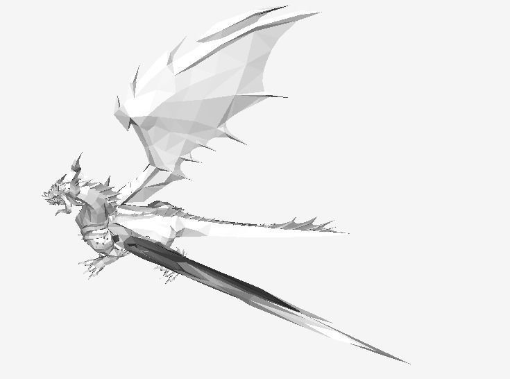 Dark Blue Dragon Low-poly 3D model_11