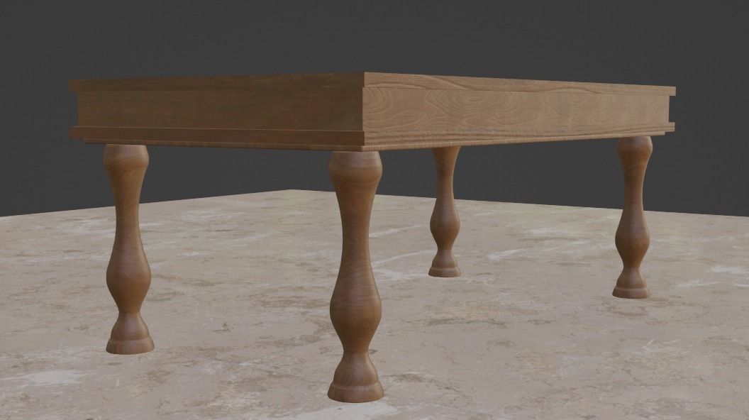 Basic Wooden Table Free 3D model_4