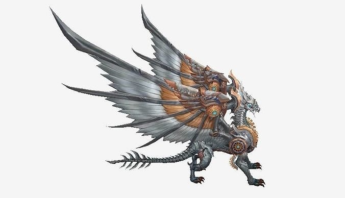 Mechanic Dragon Low-poly 3D model