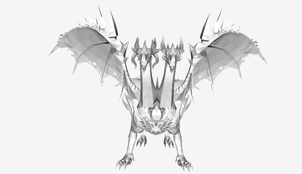 Two Heads Dragon Low-poly 3D model_11