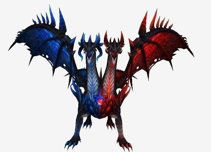 Two Heads Dragon Low-poly 3D model