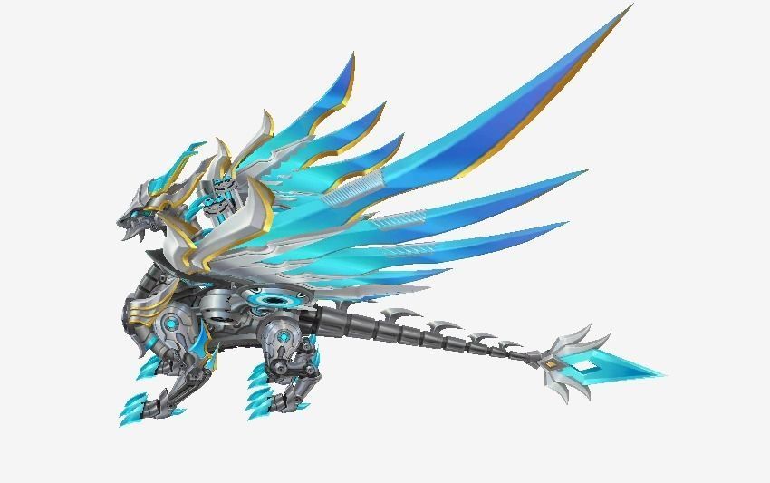 Futuristic Metal Dragon Low-poly 3D model_2