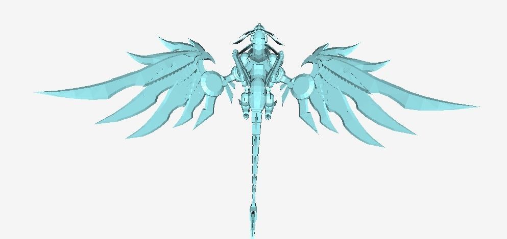 Futuristic Metal Dragon Low-poly 3D model_5