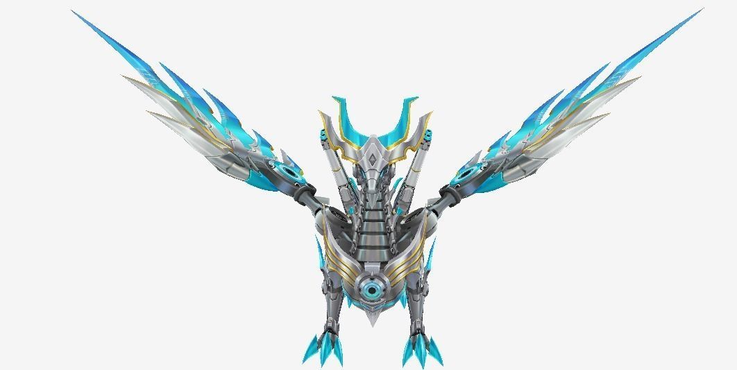 Futuristic Metal Dragon Low-poly 3D model_1