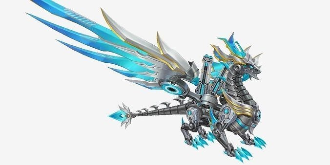 Futuristic Metal Dragon Low-poly 3D model