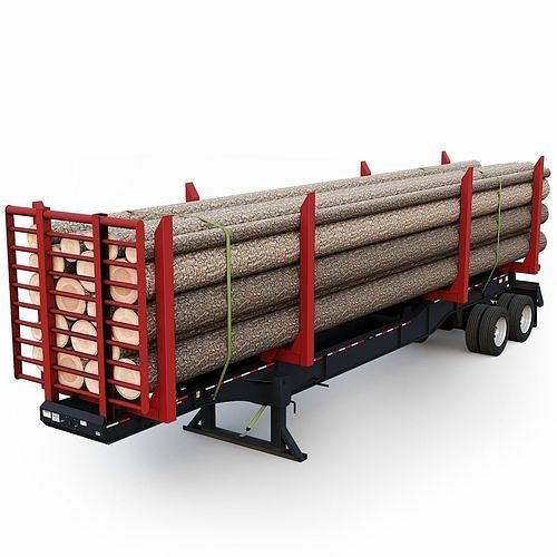Timber Trailer Low-poly 3D model