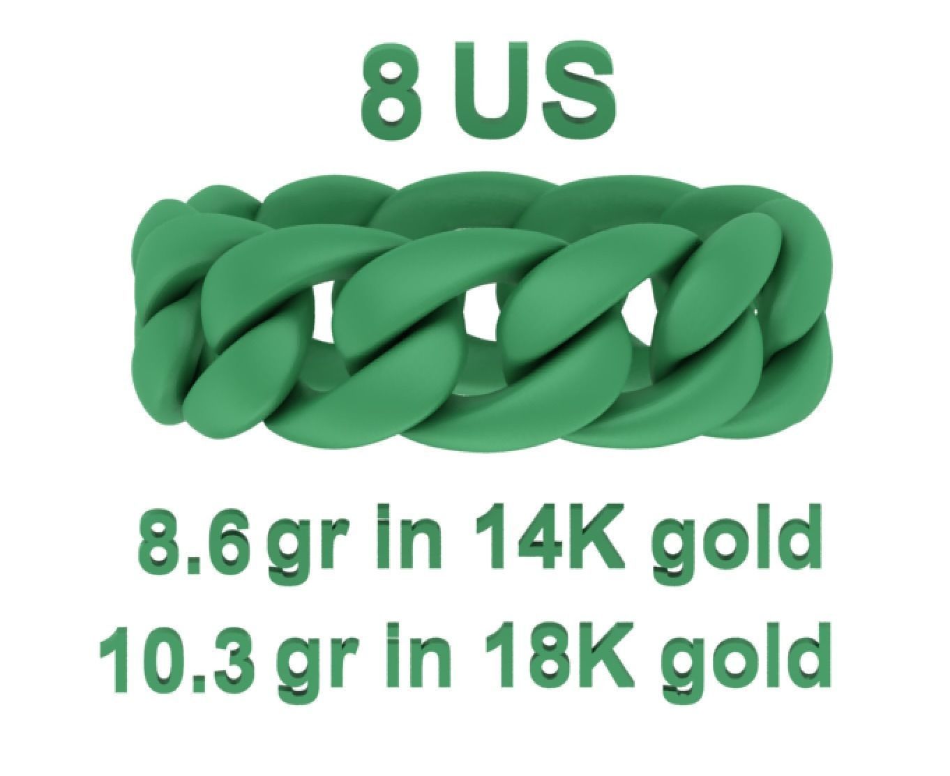 Cuban Chain Ring Miami Cuban Ring 3dmodel 5-12US sizes 3D print model_25
