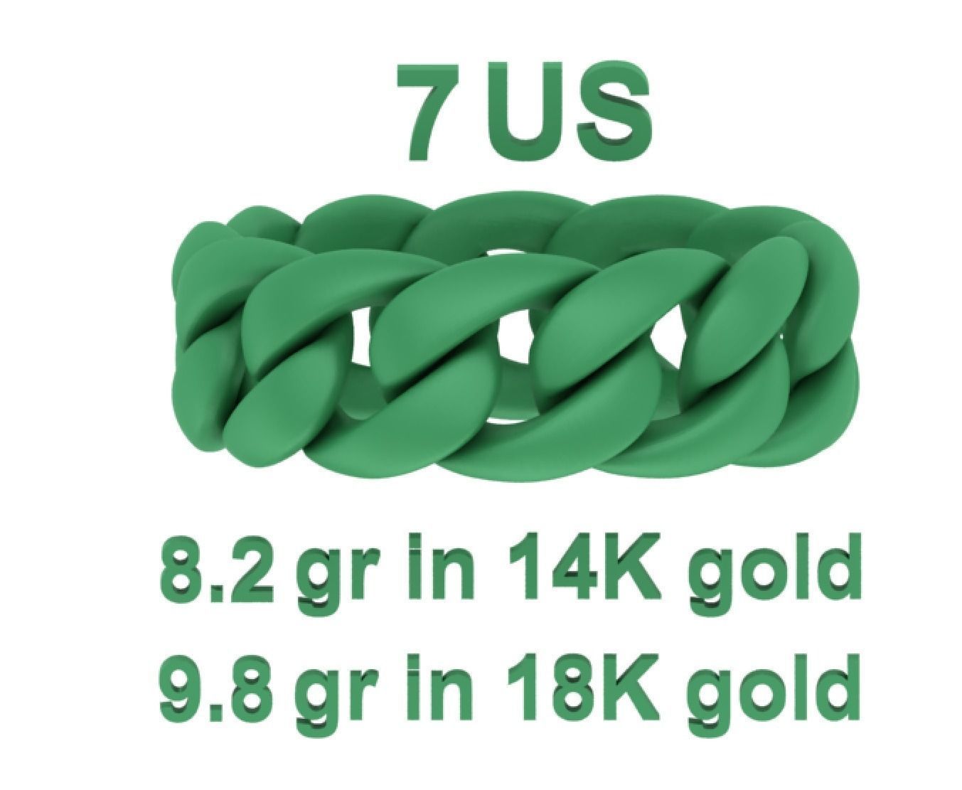 Cuban Chain Ring Miami Cuban Ring 3dmodel 5-12US sizes 3D print model_24