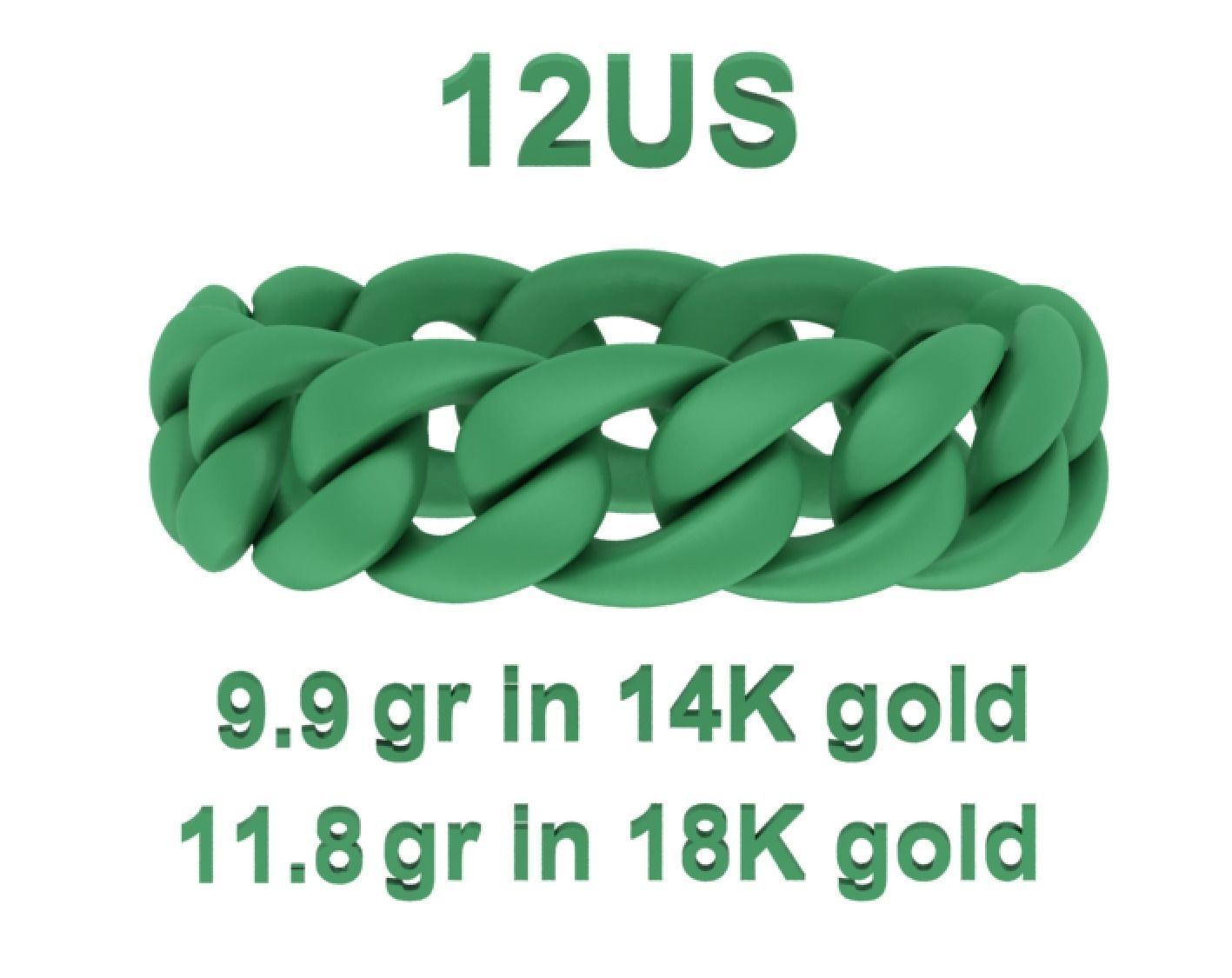 Cuban Chain Ring Miami Cuban Ring 3dmodel 5-12US sizes 3D print model_21