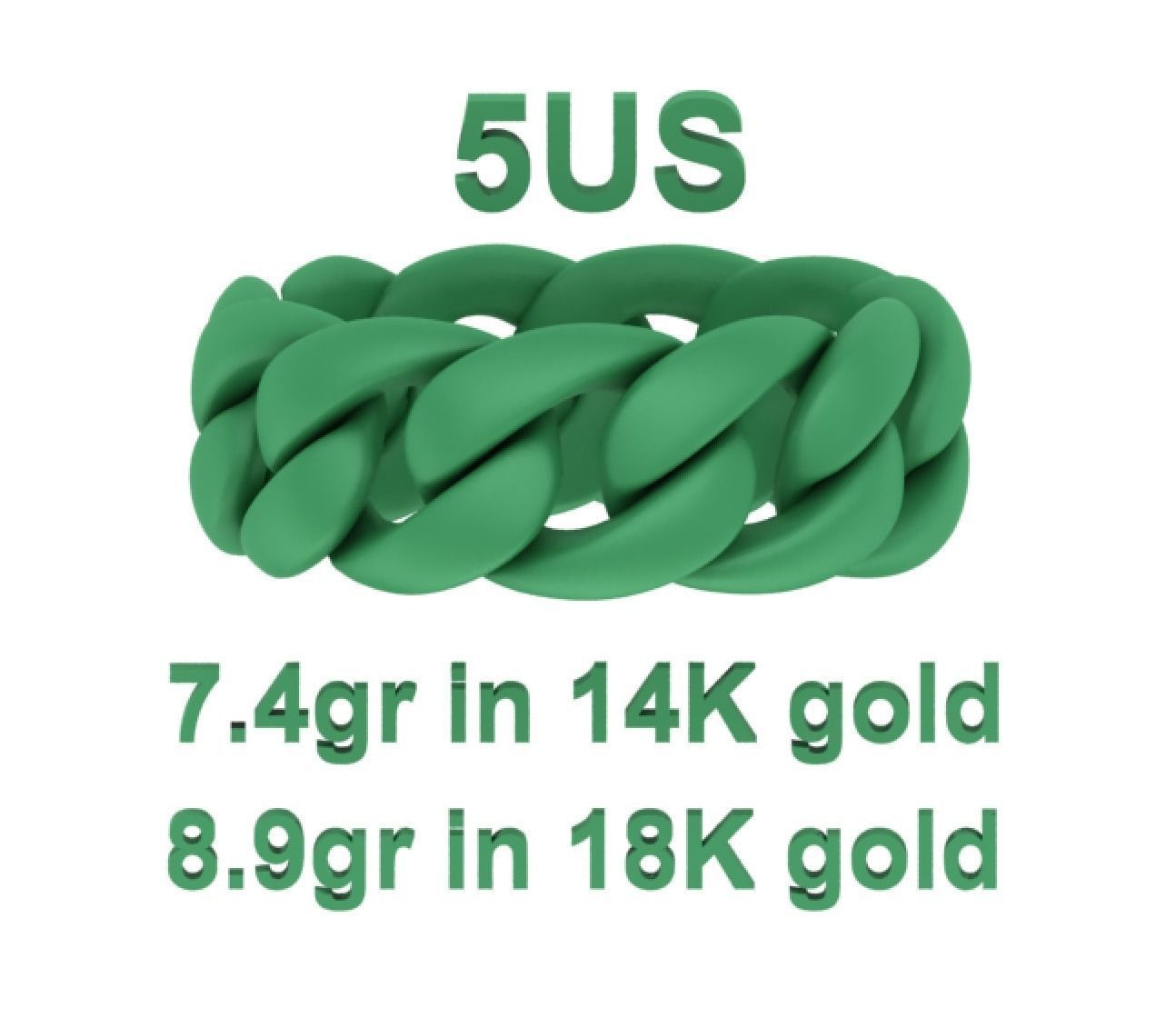 Cuban Chain Ring Miami Cuban Ring 3dmodel 5-12US sizes 3D print model_22