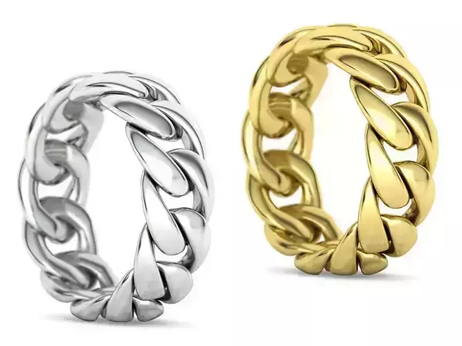 Cuban Chain Ring Miami Cuban Ring 3dmodel 5-12US sizes