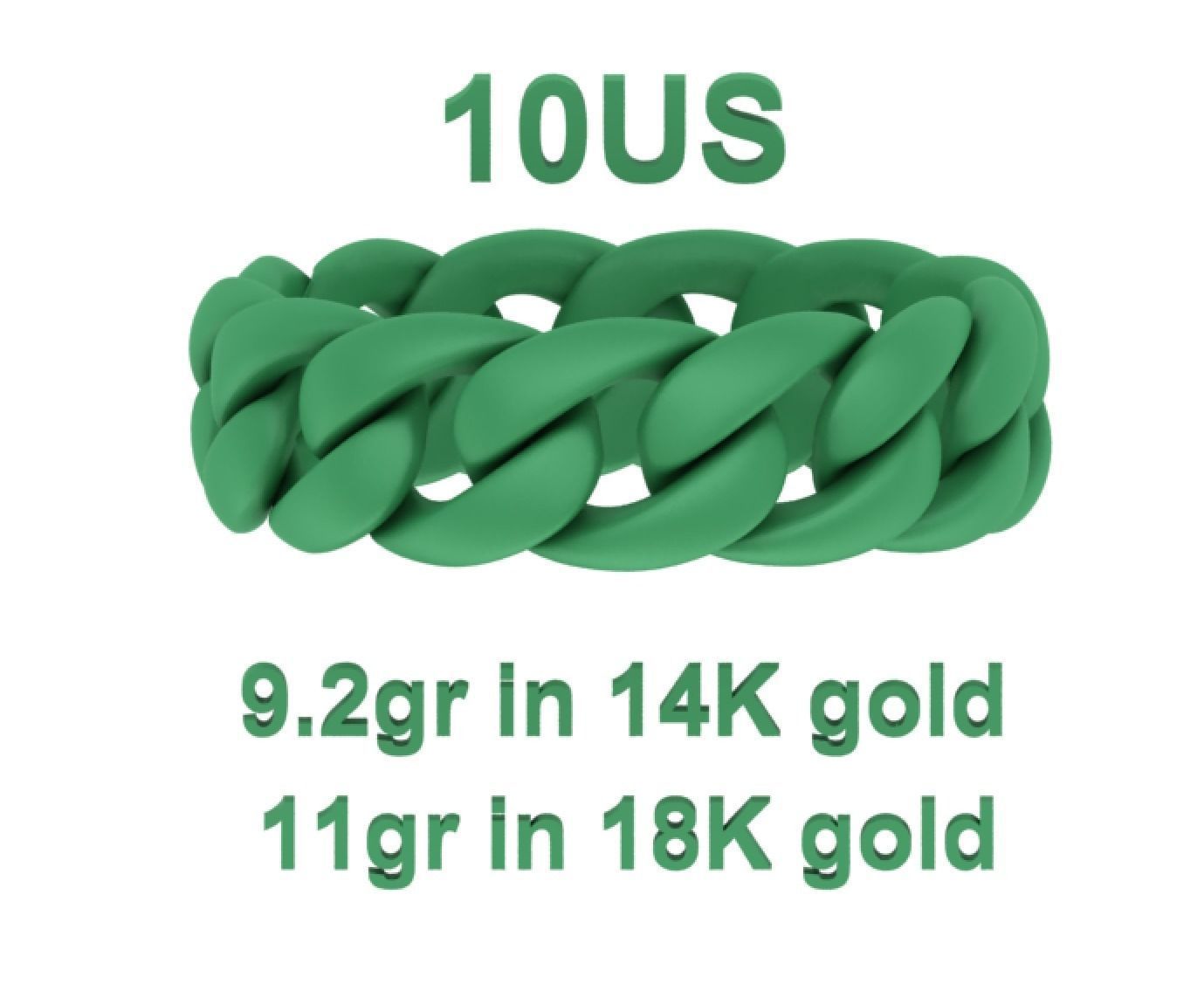 Cuban Chain Ring Miami Cuban Ring 3dmodel 5-12US sizes 3D print model_19