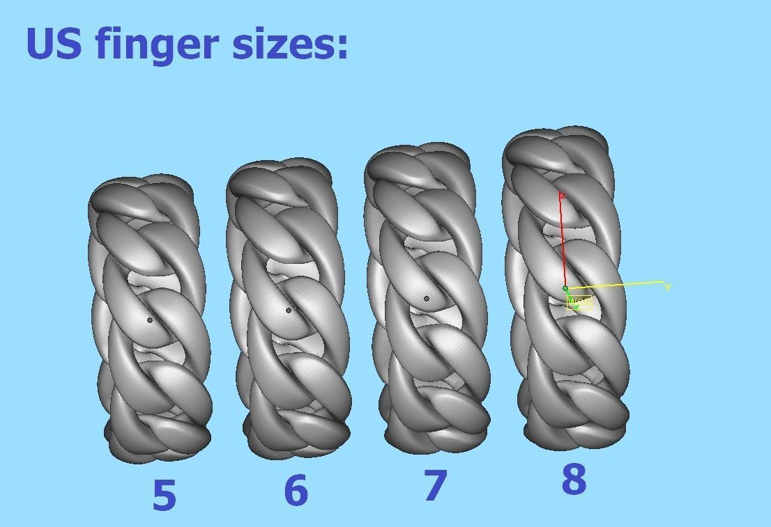 Cuban Chain Ring Miami Cuban Ring 3dmodel 5-12US sizes 3D print model_31