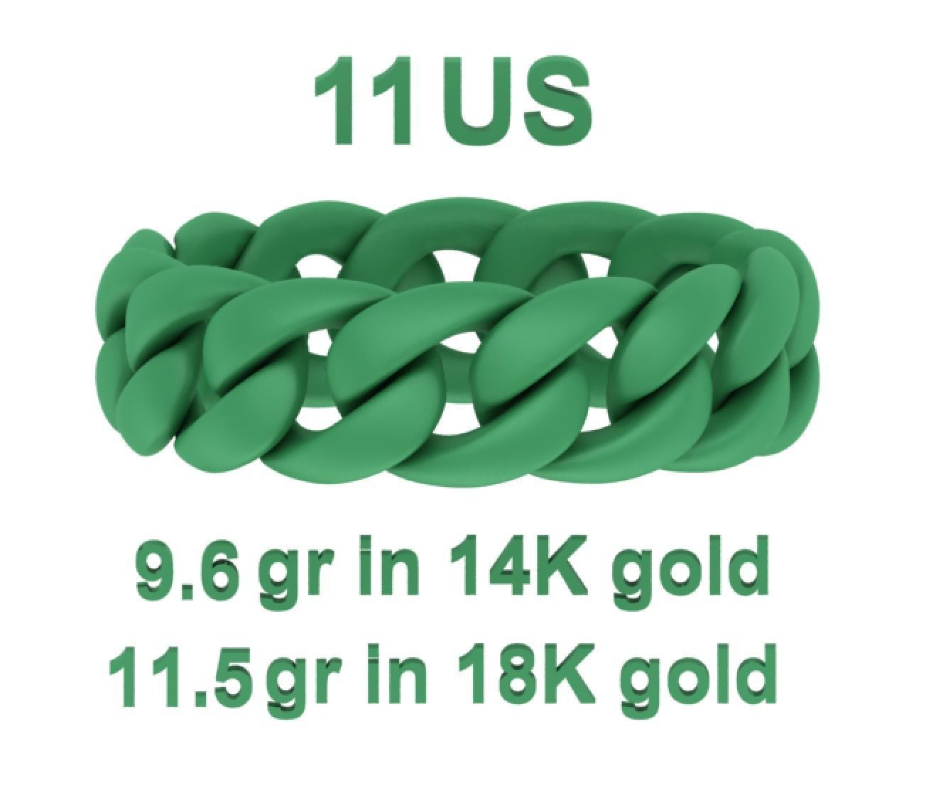 Cuban Chain Ring Miami Cuban Ring 3dmodel 5-12US sizes 3D print model_20