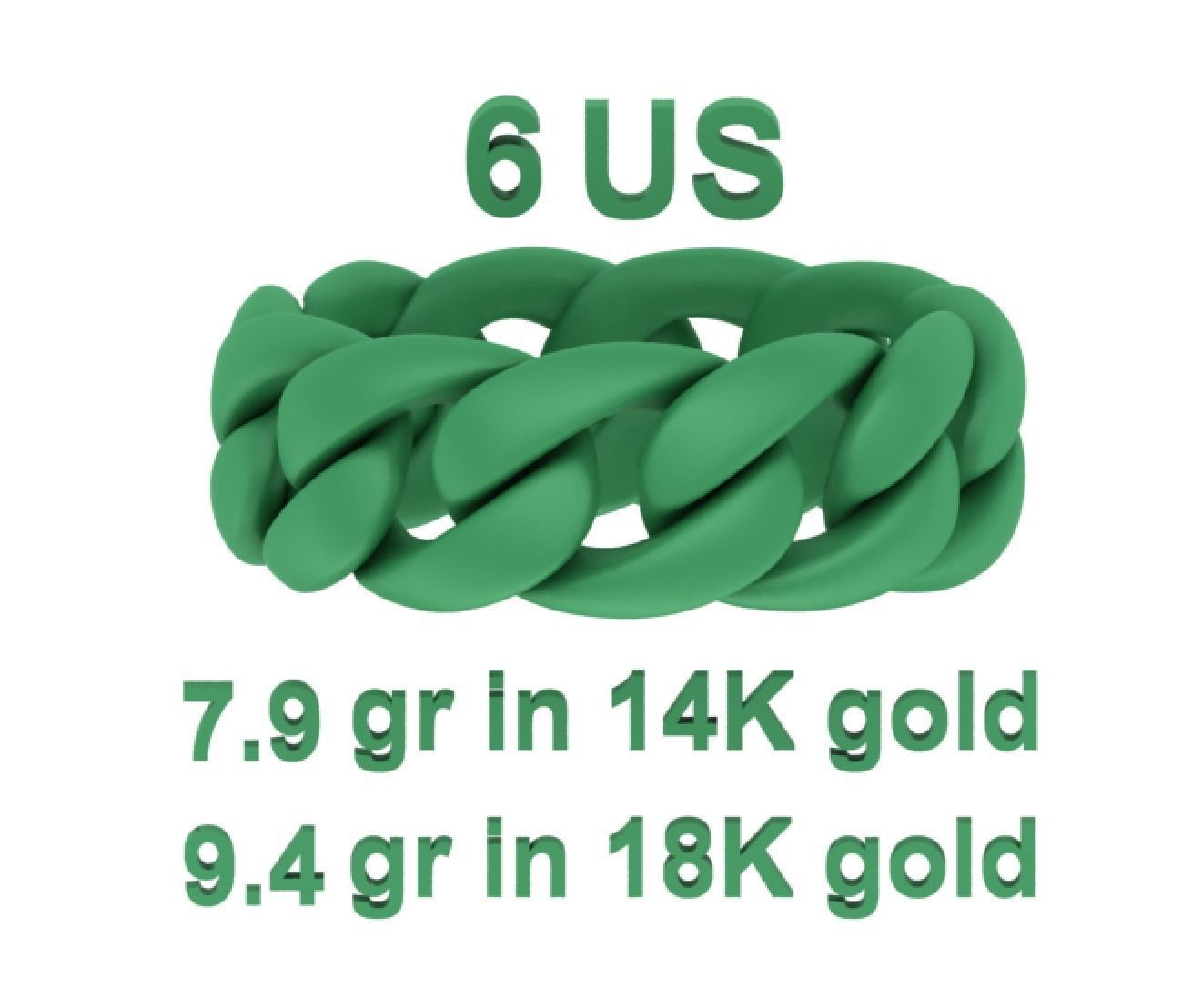 Cuban Chain Ring Miami Cuban Ring 3dmodel 5-12US sizes 3D print model_23