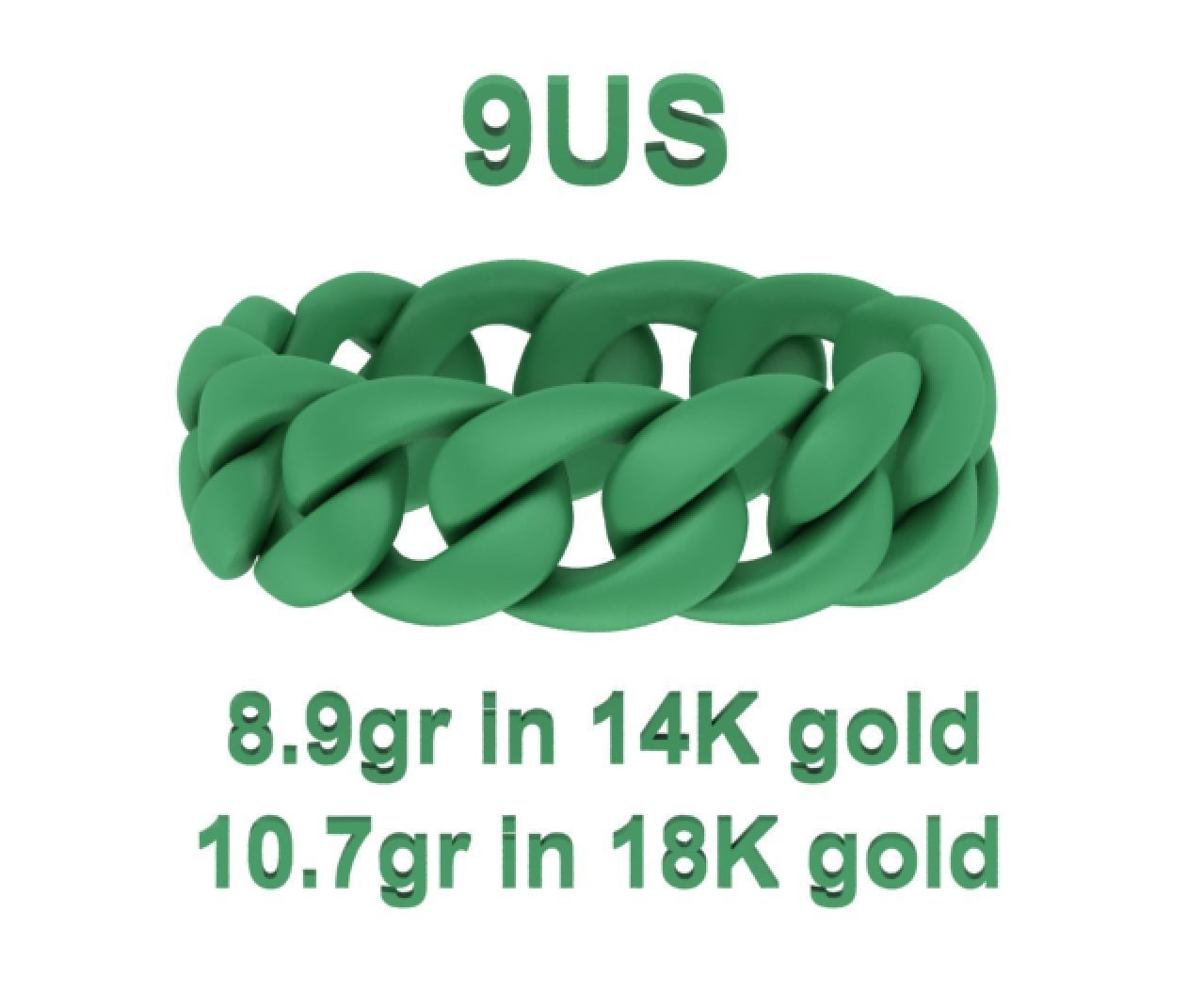 Cuban Chain Ring Miami Cuban Ring 3dmodel 5-12US sizes 3D print model_18