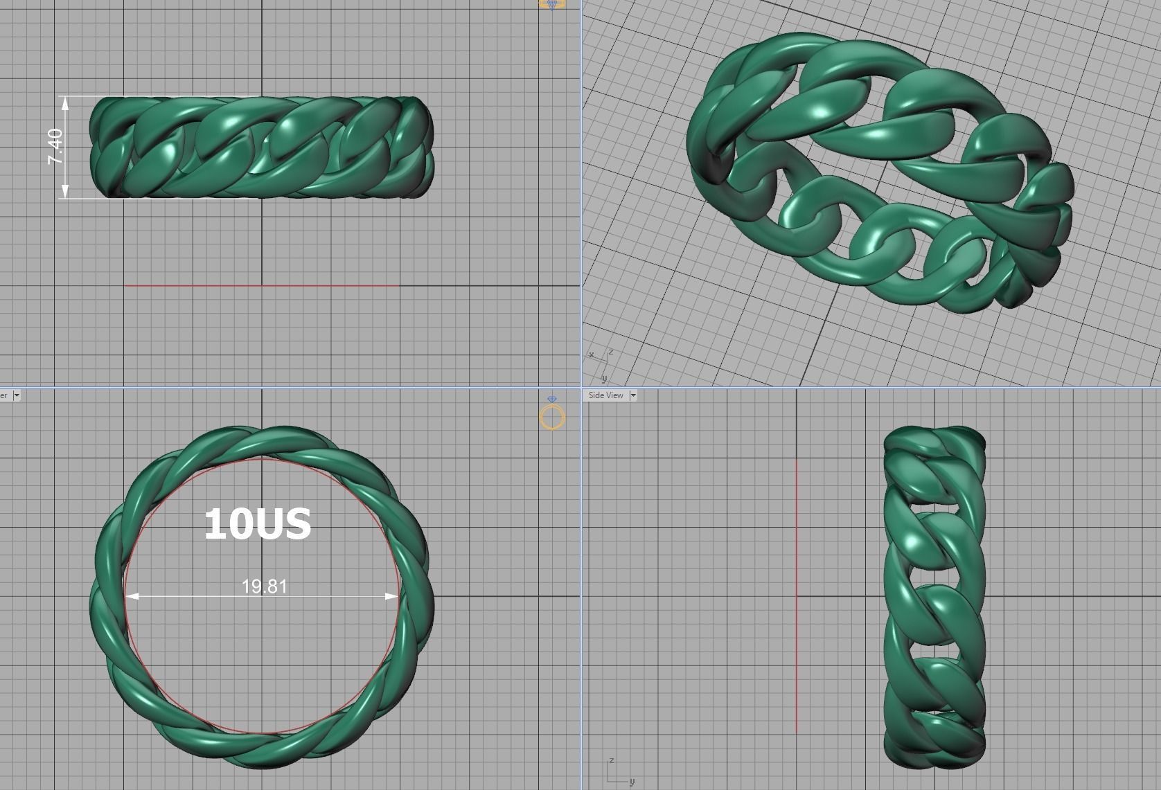 Cuban Chain Ring Miami Cuban Ring 3dmodel 5-12US sizes 3D print model_14
