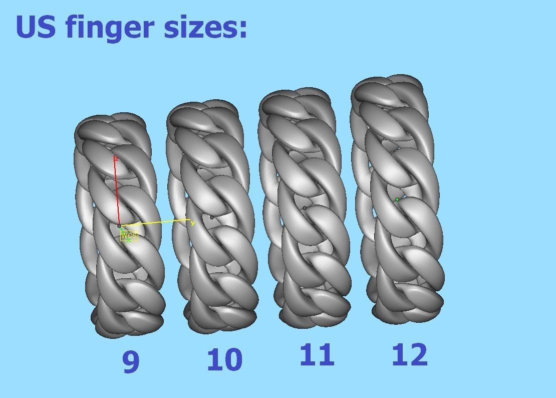 Cuban Chain Ring Miami Cuban Ring 3dmodel 5-12US sizes 3D print model_30