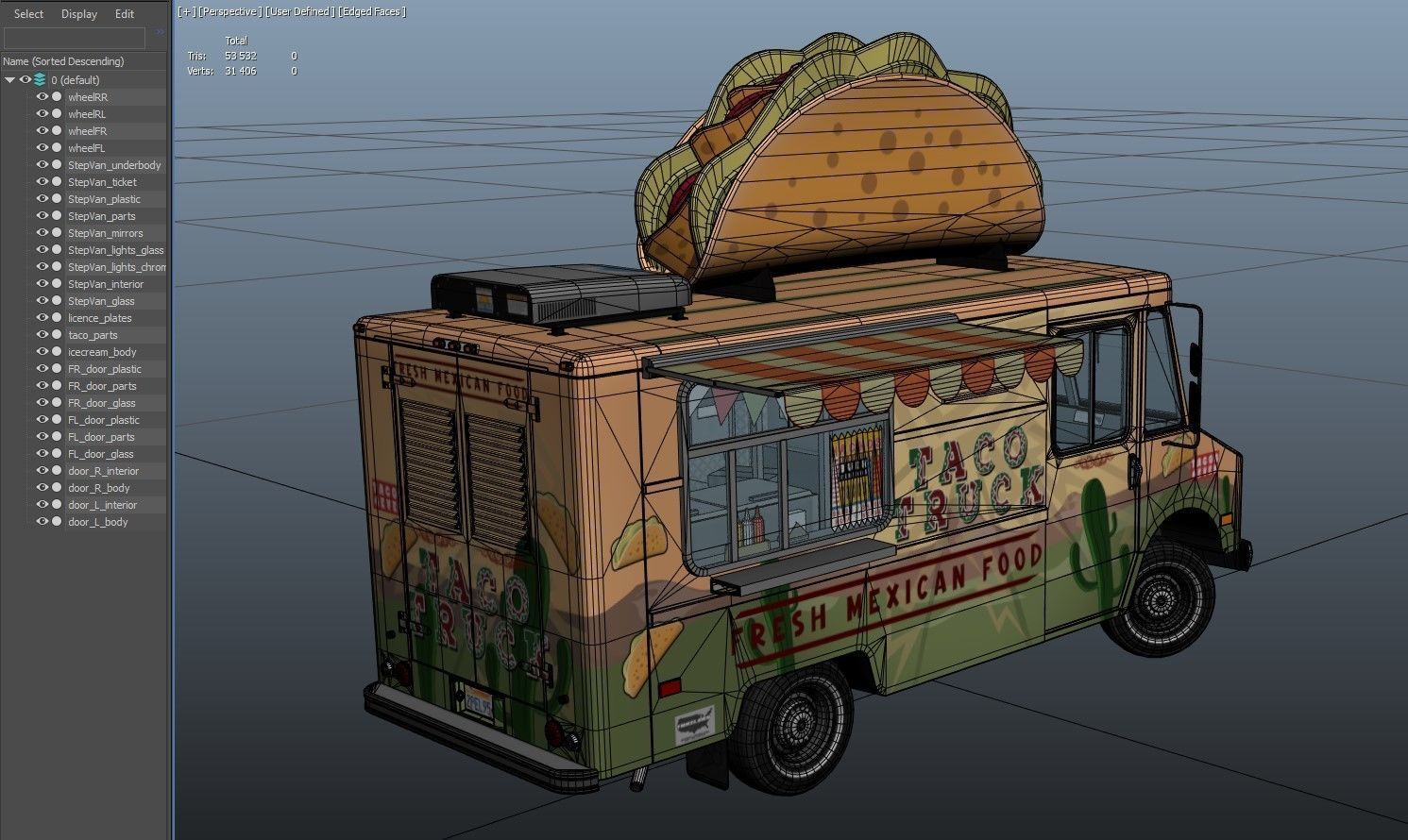 Taco Foodtruck Low-poly 3D model_48